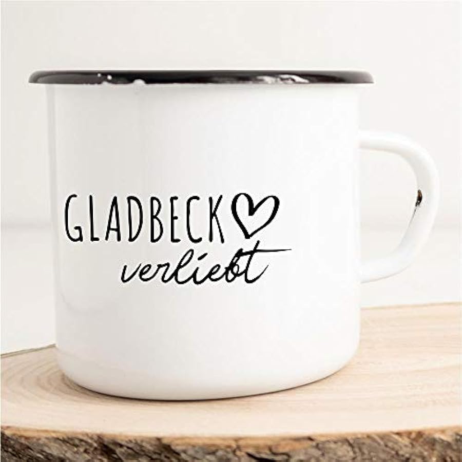 Affordable Gladbeck - Tazza smaltata con scritta in lingua inglese 
