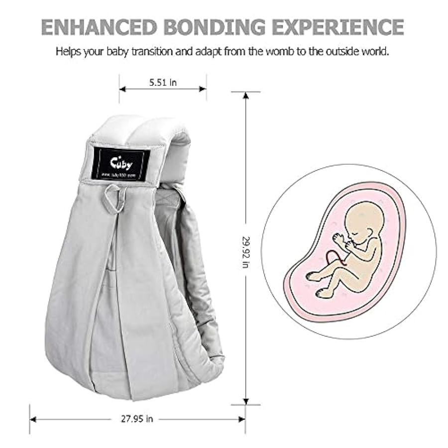 a buon mercato CUBY Fascia portabebè, essenziale per neonato, in cotone naturale, regolabile, comodo e facile da indossare, ideale per neonati solo per te