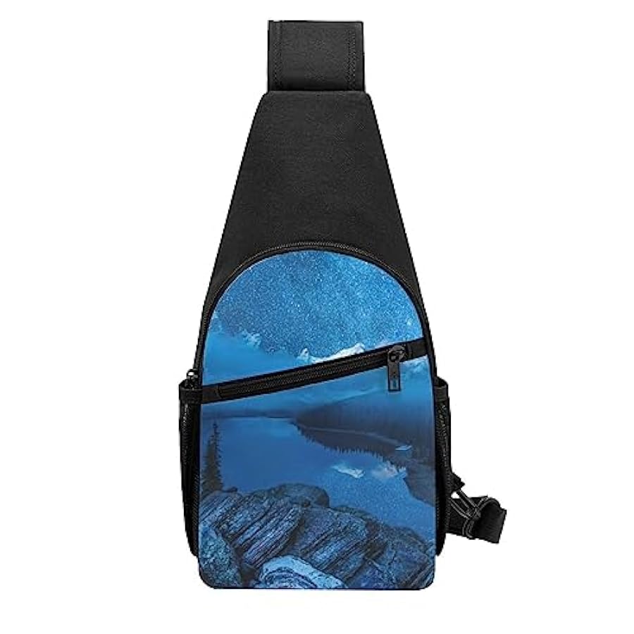 buon prezzo Moraine Lake in a Starry Winter Night Printed Chest Pack Tactical Chest Bag Running Bag Marsupio Ciclismo Petto Pouch, Nero , Taglia unica migliore vendita