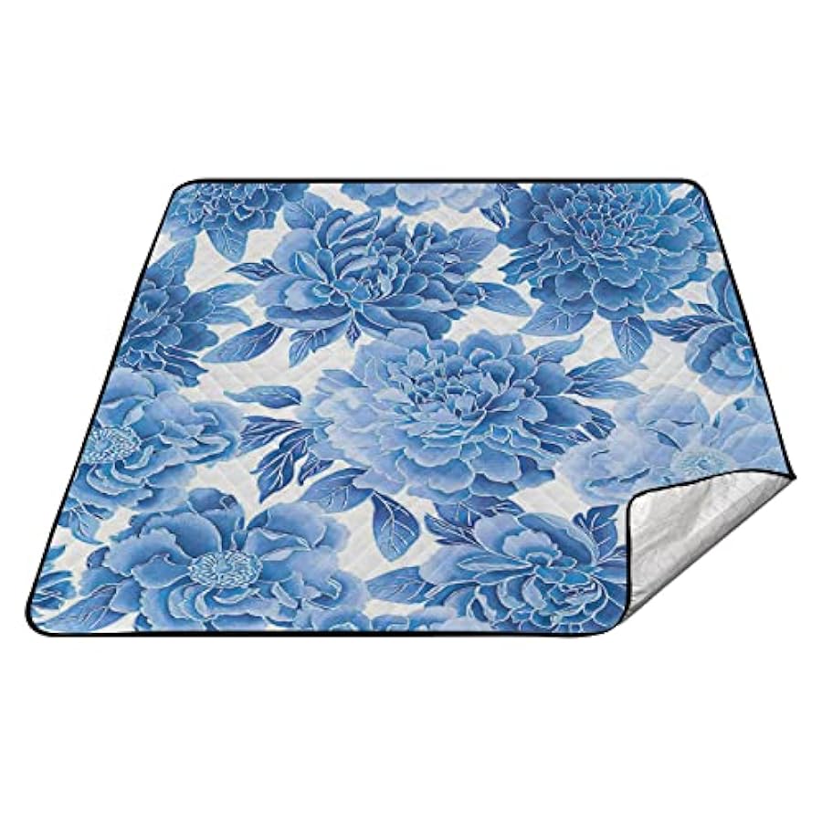 Costo-efficacia Coperta da campeggio leggera ripiegabile tappetino da picnic per esterni coperta floreale blu moda