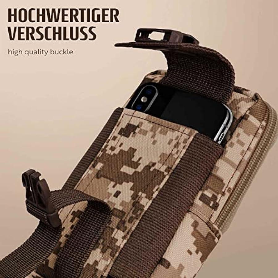 bello ONEFLOW Survival Case Compatibile con Nokia C2-01 - Custodia in nylon con moschettone, borsa tattica EDC con supporto per cintura, per esterni, colore: marrone mimetico disponibili