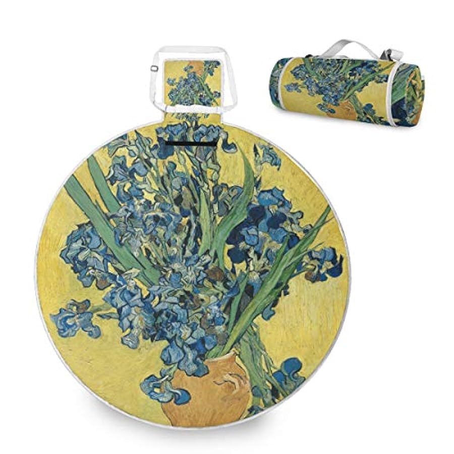 fabbrica diretta FANTAZIO Van Gogh Irises Coperta da Picnic all´aperto Coperta a Doppio Strato per Esterni, Impermeabile, Pratica, Ideale per la Spiaggia, Campeggio su Erba Impermeabile a Prova di Sabbia ben vendita