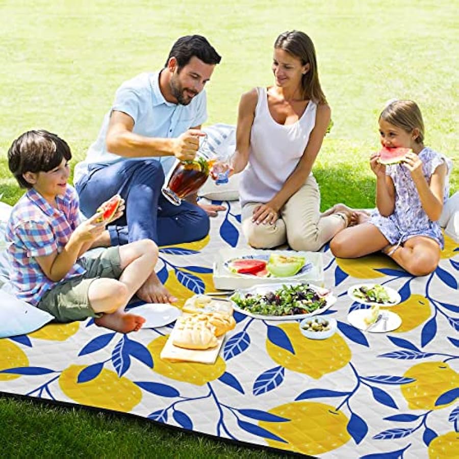 grande selezione Grande coperta da parco comprimibile tappetino da parco per campeggio modello tropicale giallo limoni frutta yoga coperta disponibili