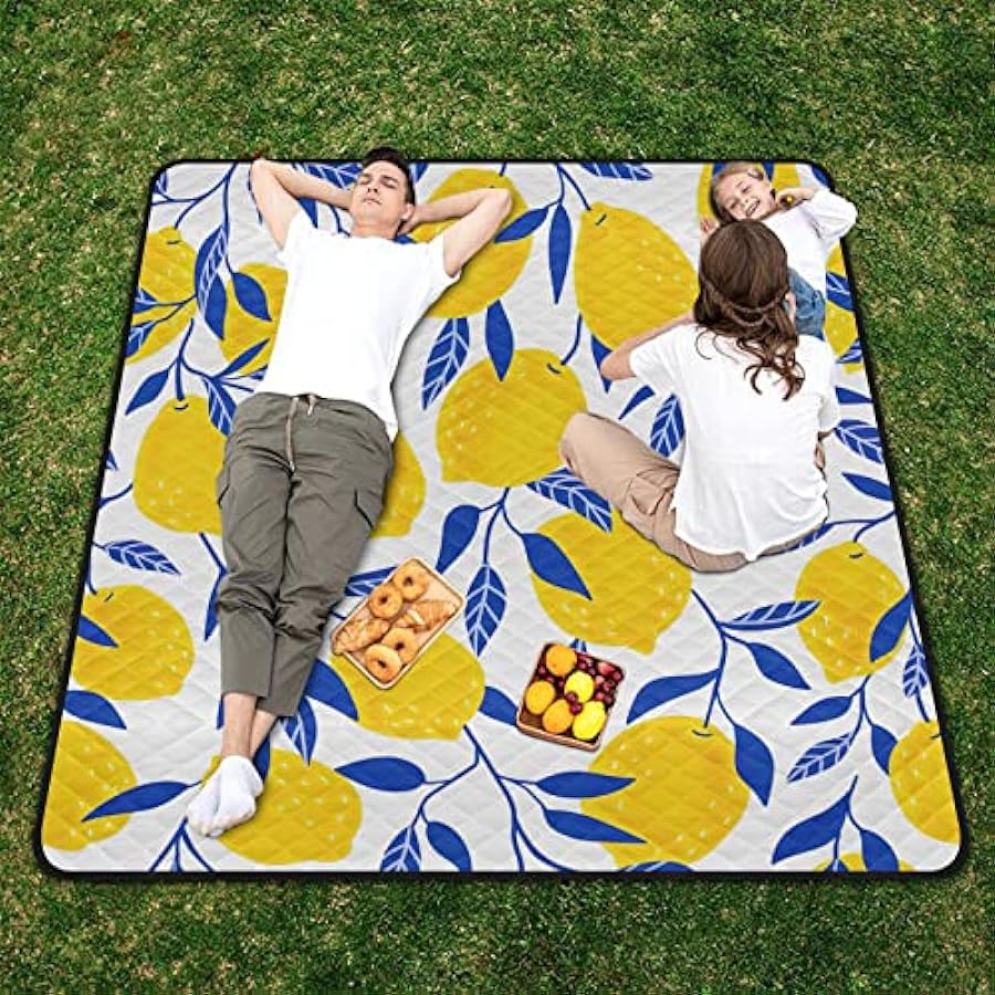 grande selezione Grande coperta da parco comprimibile tappetino da parco per campeggio modello tropicale giallo limoni frutta yoga coperta disponibili